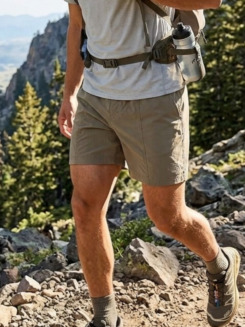 The North Face Mens Taupe Pullon Drawstring Hiking Shorts Size Medium Trail